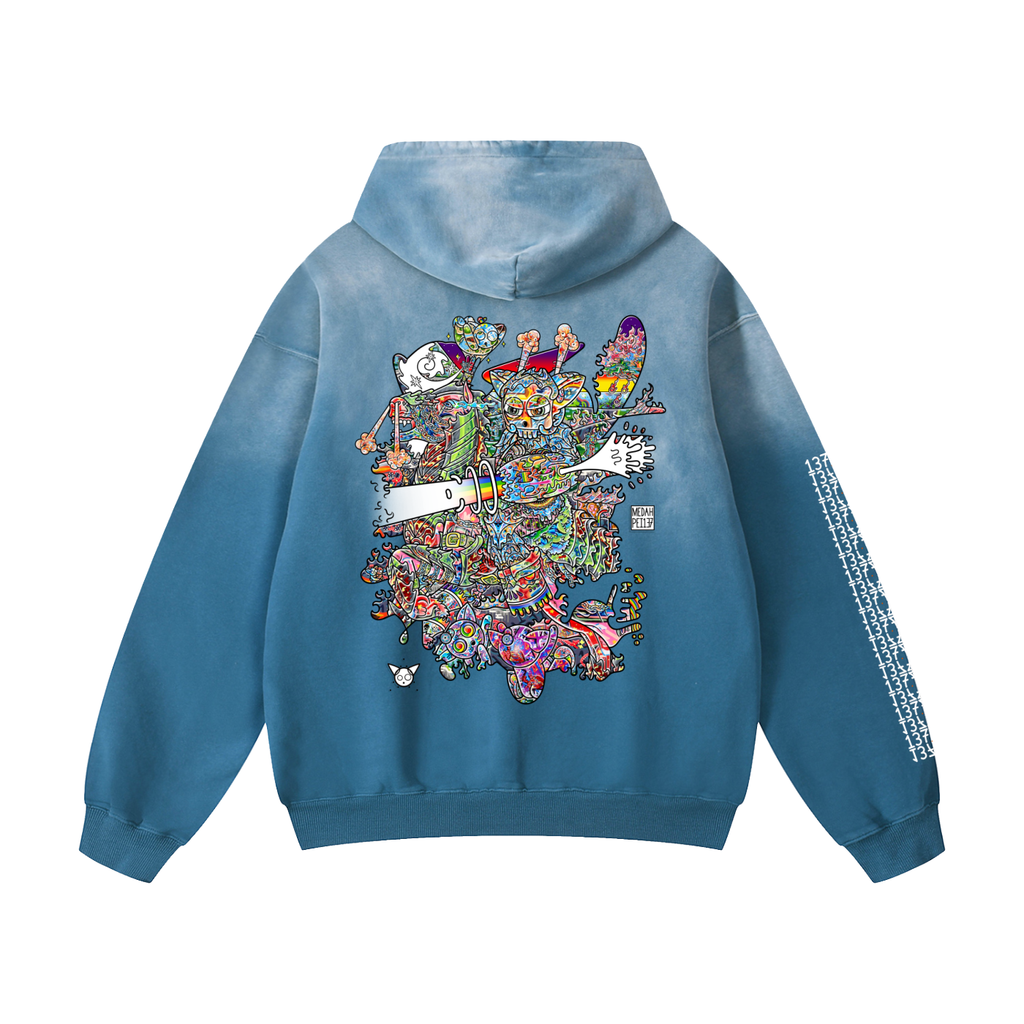 Non-Friendly Trolls - Heavyweight Sunfade Oversized Hoodie