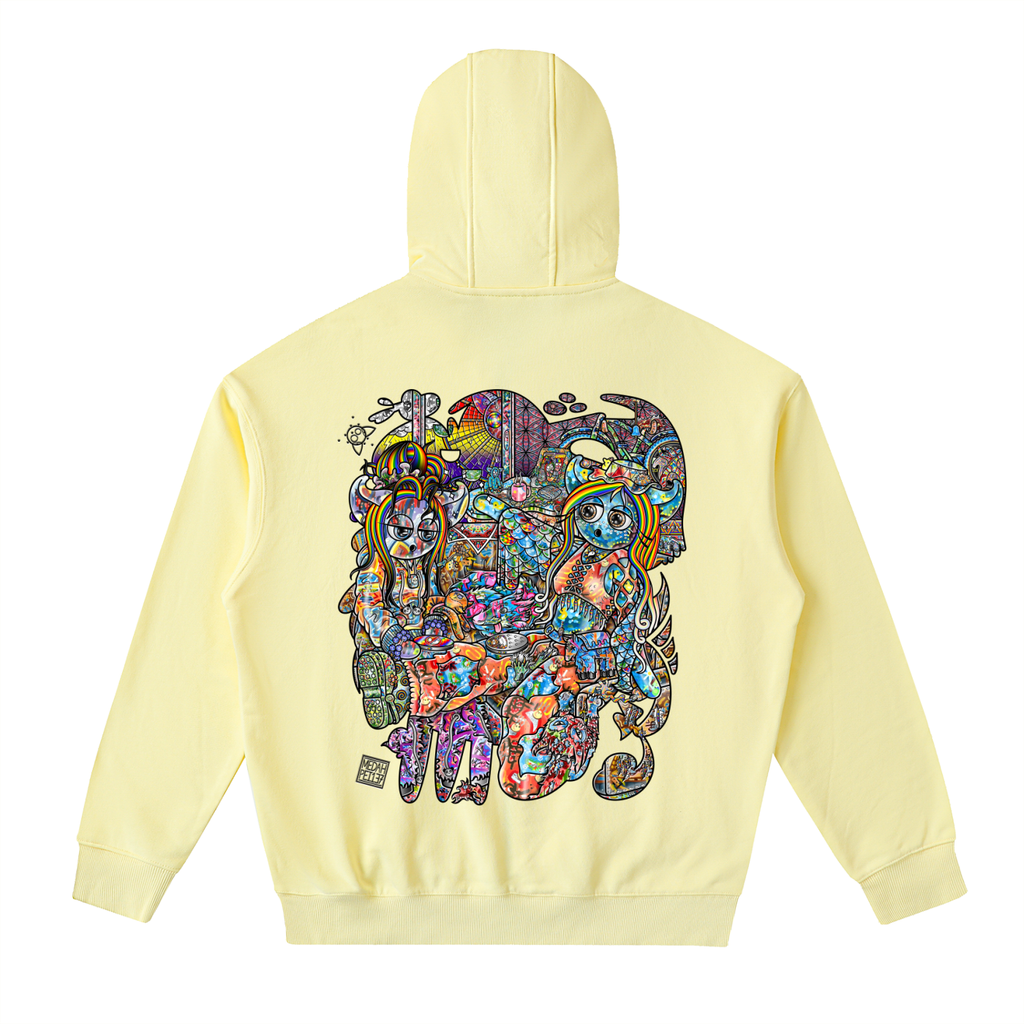 Feeling Ubiquitously Cyclical Karma - Drop-Shoulder Zip Up Hoodie