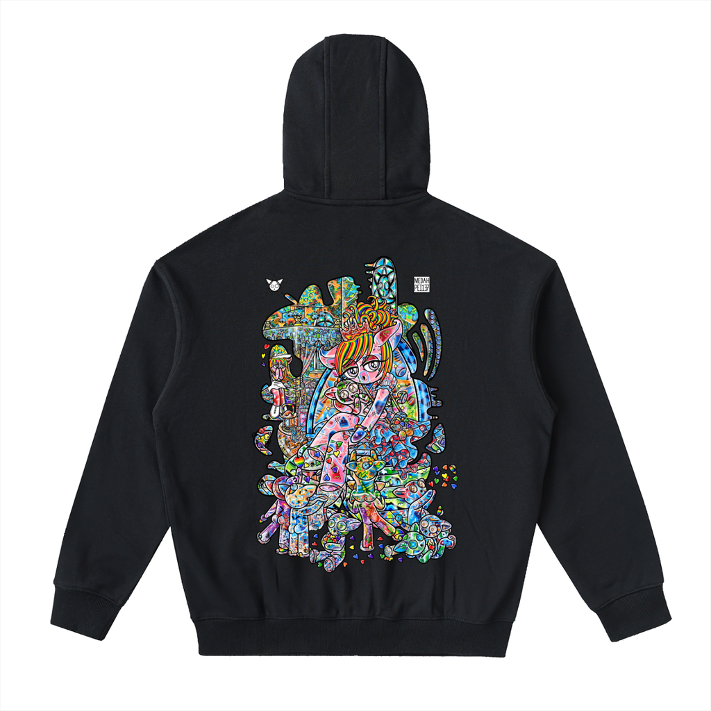 Sharing Is Caring - Drop-Shoulder Zip Up Hoodie