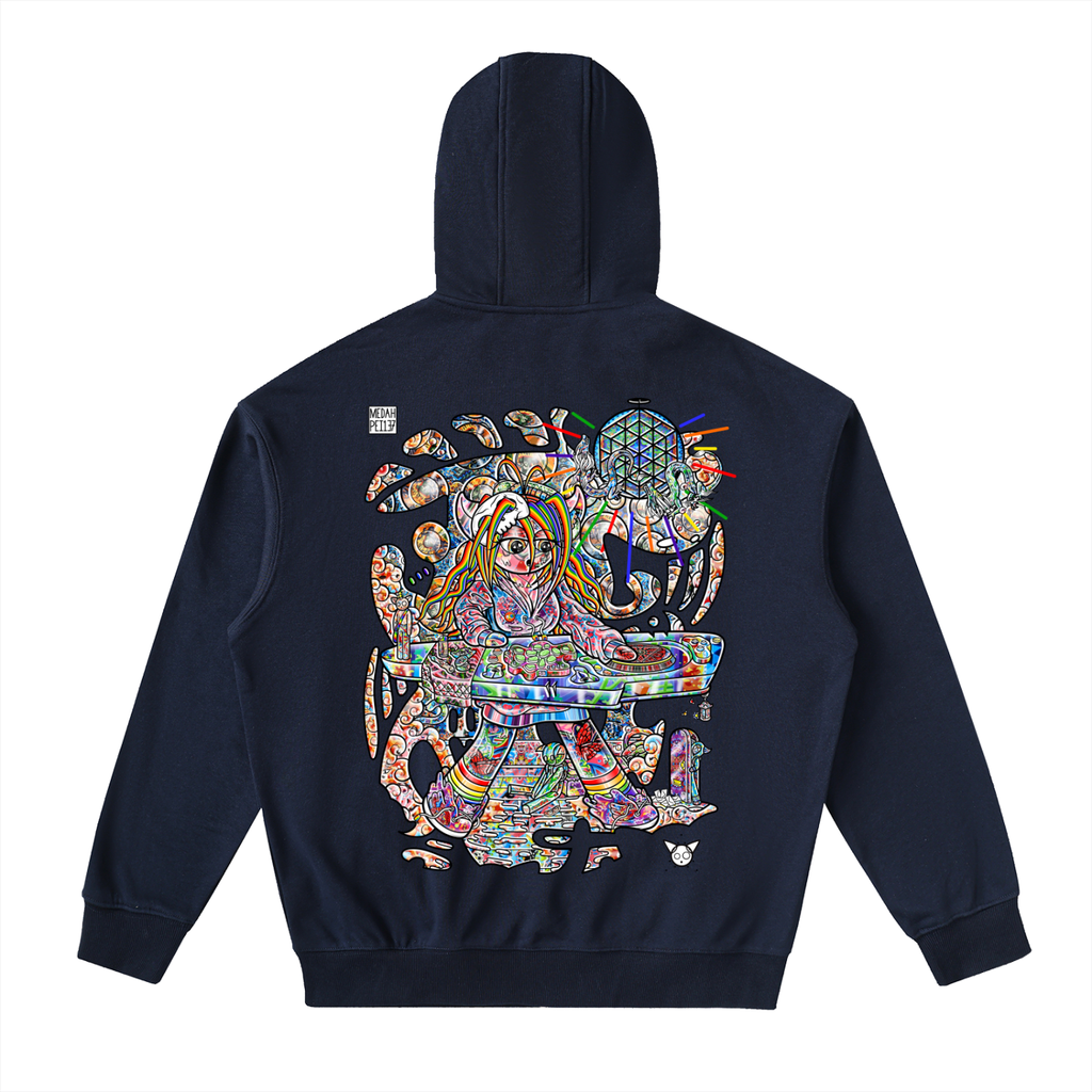 Pushing Buttons - Drop-Shoulder Zip Up Hoodie