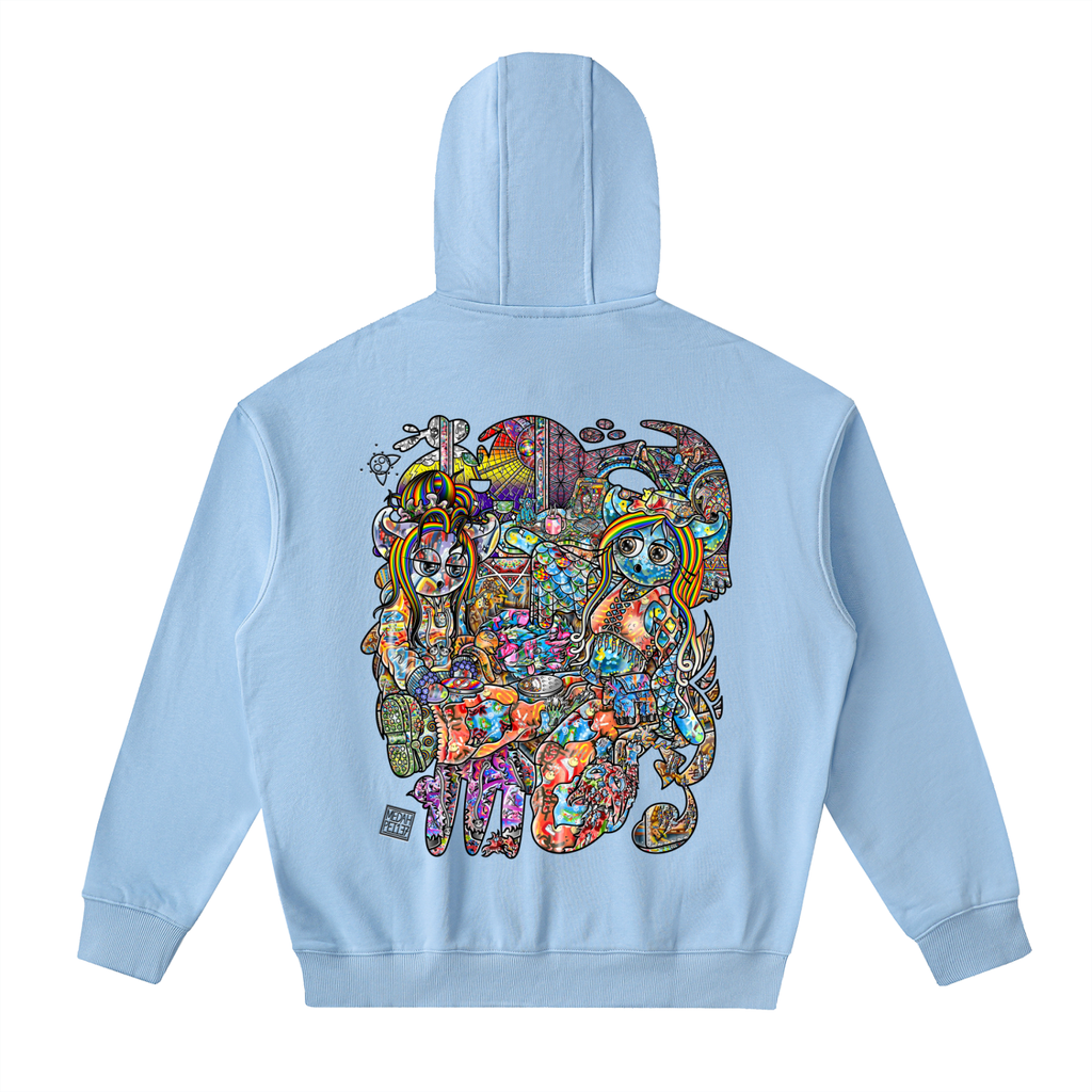 Feeling Ubiquitously Cyclical Karma - Drop-Shoulder Zip Up Hoodie