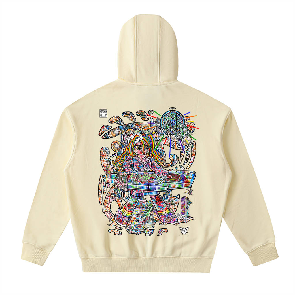 Pushing Buttons - Drop-Shoulder Zip Up Hoodie