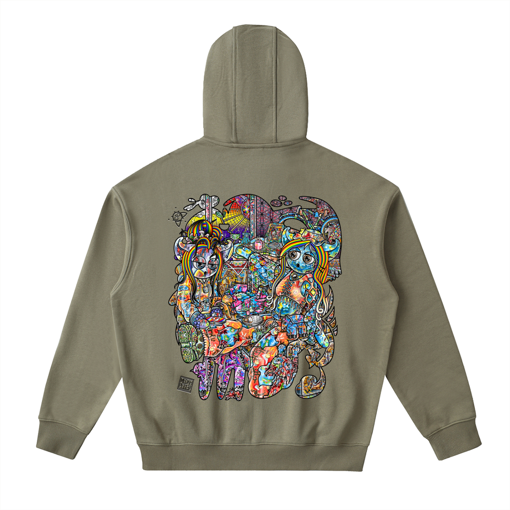Feeling Ubiquitously Cyclical Karma - Drop-Shoulder Zip Up Hoodie