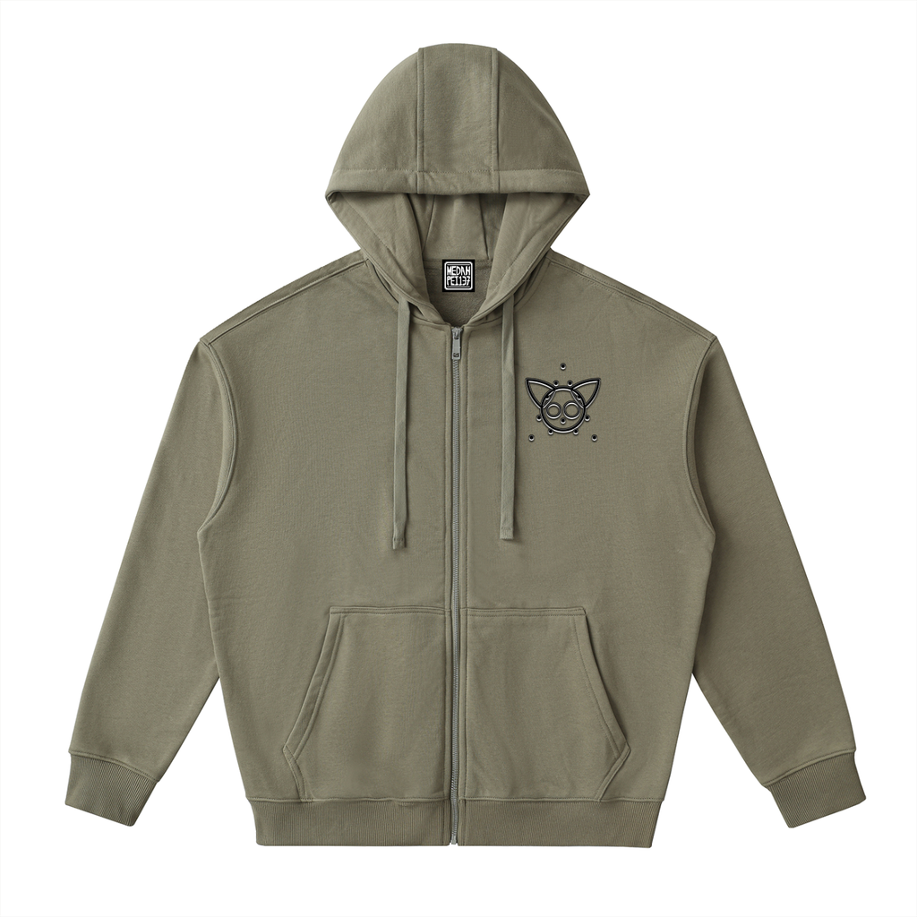 Compartmentaleyes - Drop-Shoulder Zip Up Hoodie