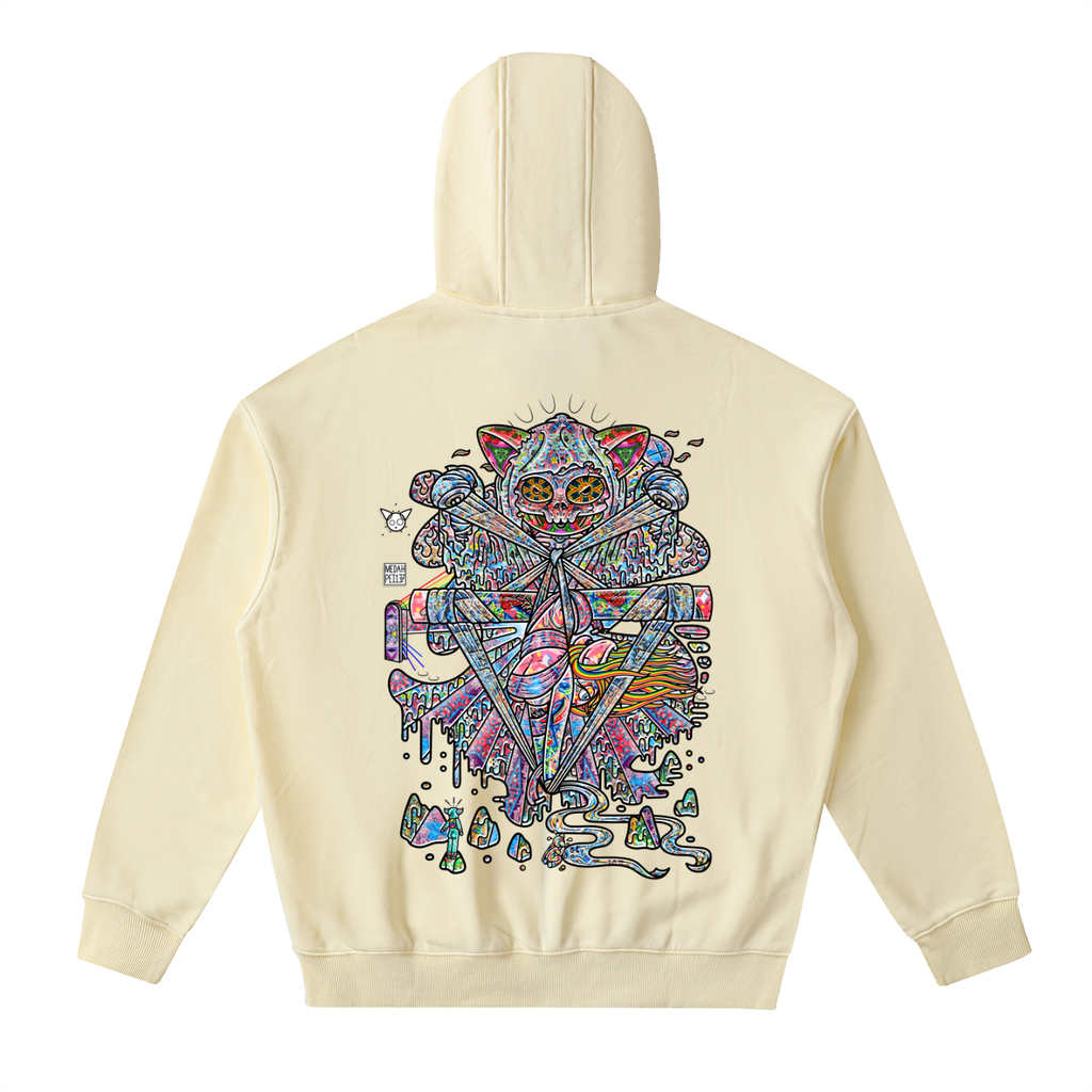 Balancing Negativity - Drop-Shoulder Zip Up Hoodie