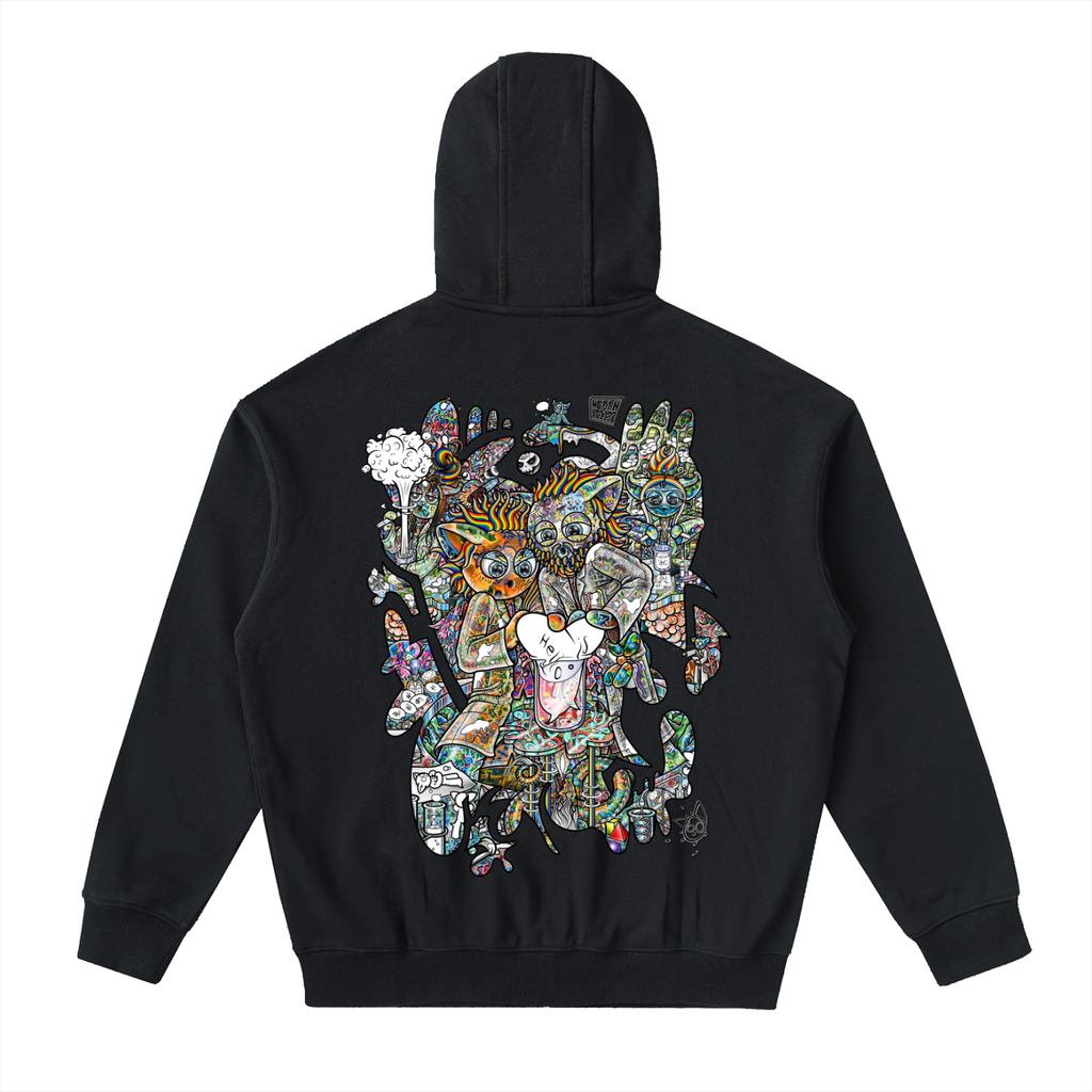 Combination Chatter- Drop-Shoulder Zip Up Hoodie