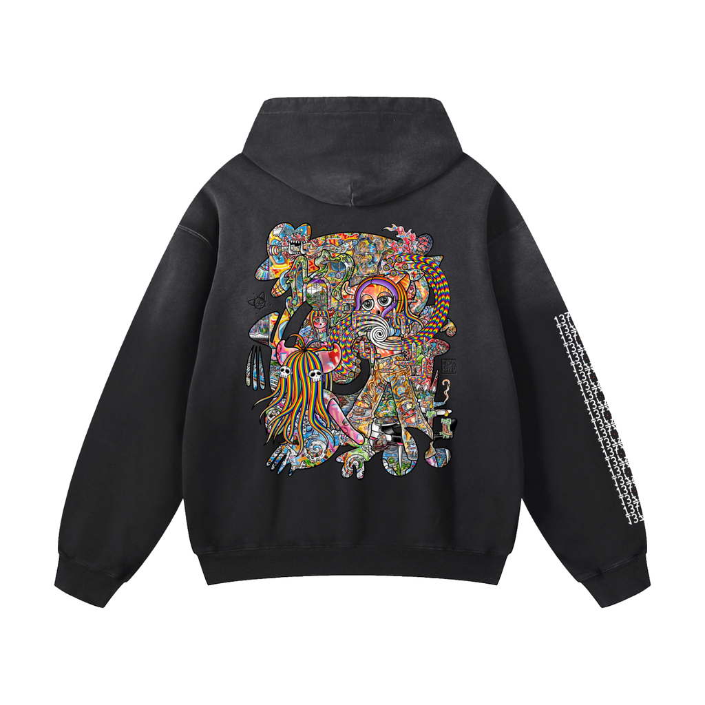 Light Enjoys Darkness - Heavyweight Sunfade Oversized Hoodie