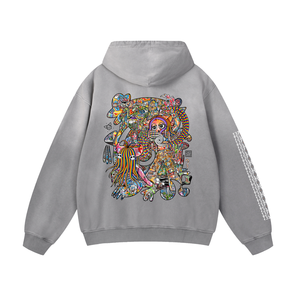 Light Enjoys Darkness - Heavyweight Sunfade Oversized Hoodie