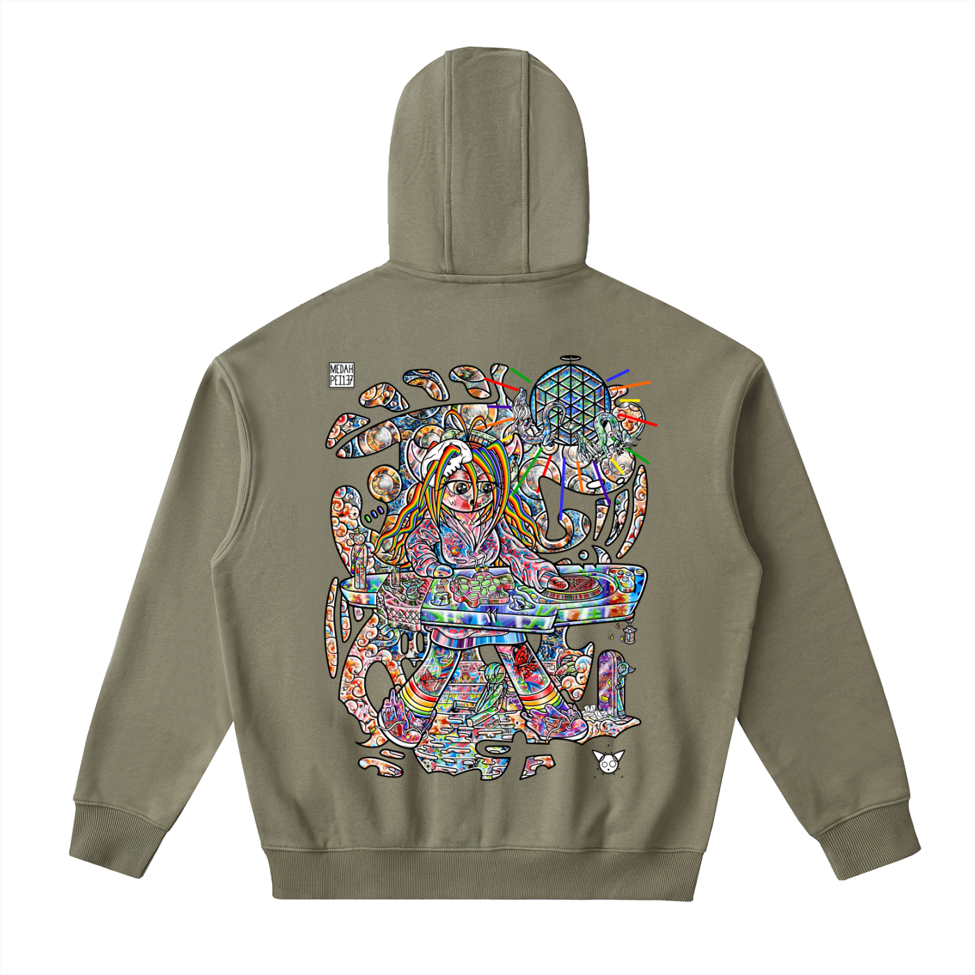 Pushing Buttons - Drop-Shoulder Zip Up Hoodie