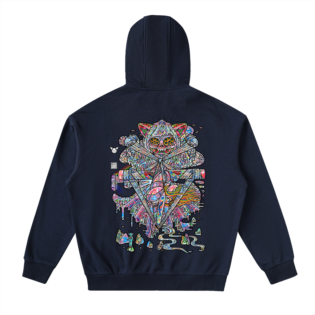 Balancing Negativity - Drop-Shoulder Zip Up Hoodie