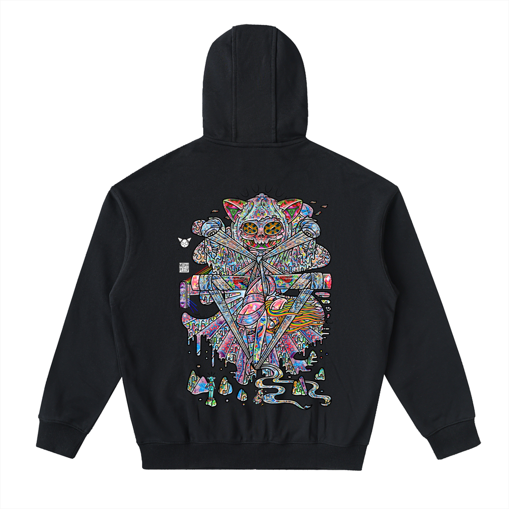 Balancing Negativity - Drop-Shoulder Zip Up Hoodie