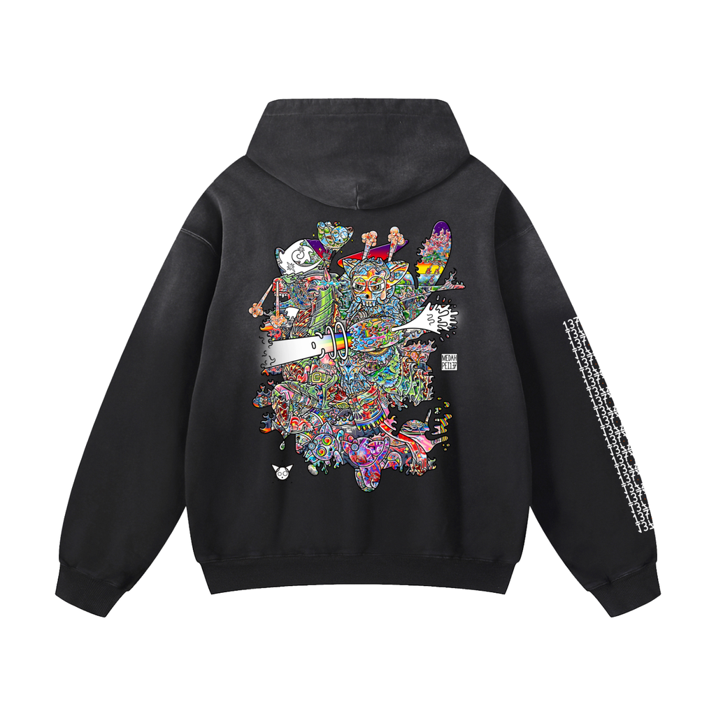Non-Friendly Trolls - Heavyweight Sunfade Oversized Hoodie