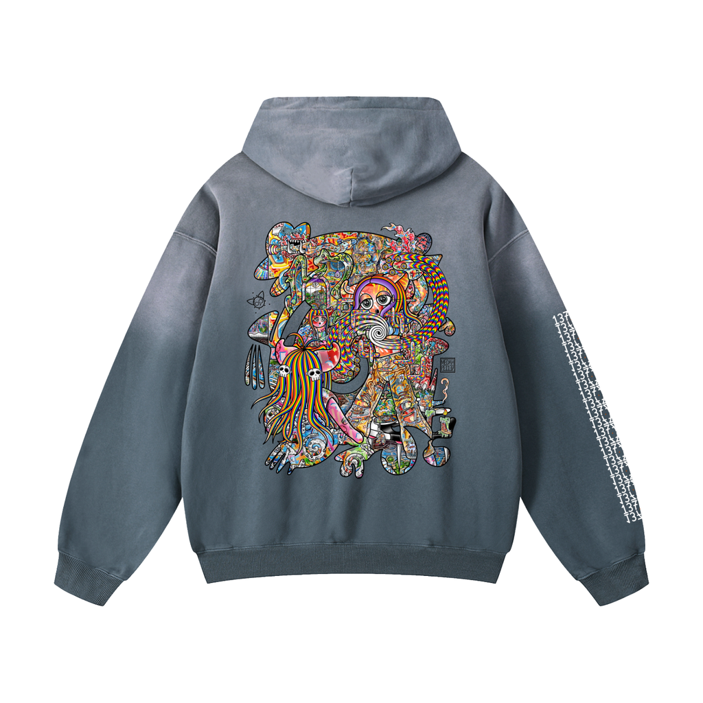 Light Enjoys Darkness - Heavyweight Sunfade Oversized Hoodie