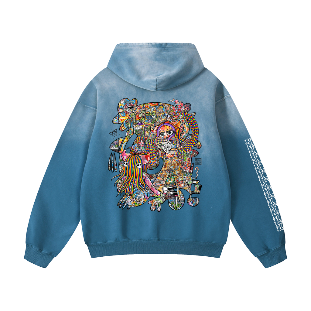 Light Enjoys Darkness - Heavyweight Sunfade Oversized Hoodie