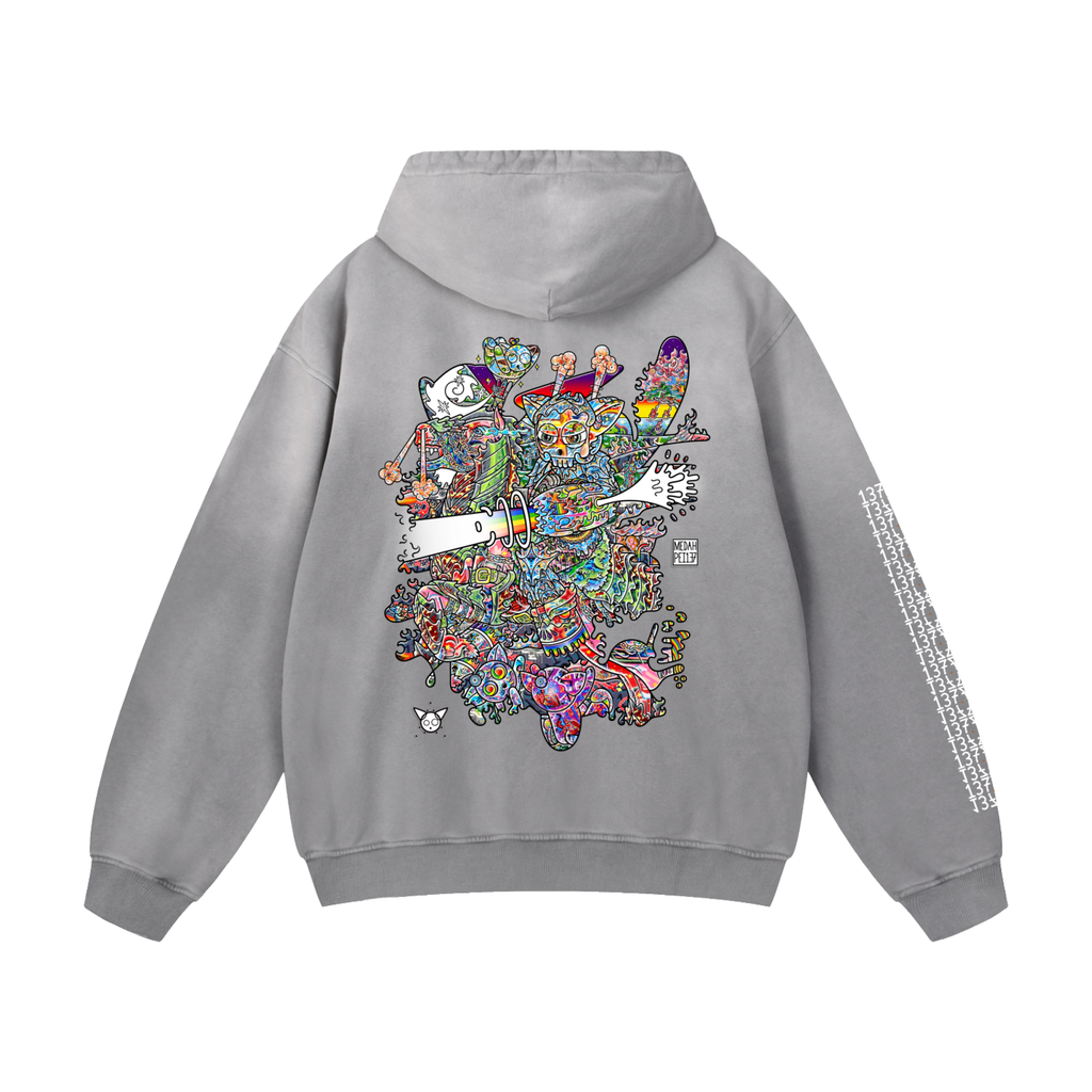 Non-Friendly Trolls - Heavyweight Sunfade Oversized Hoodie