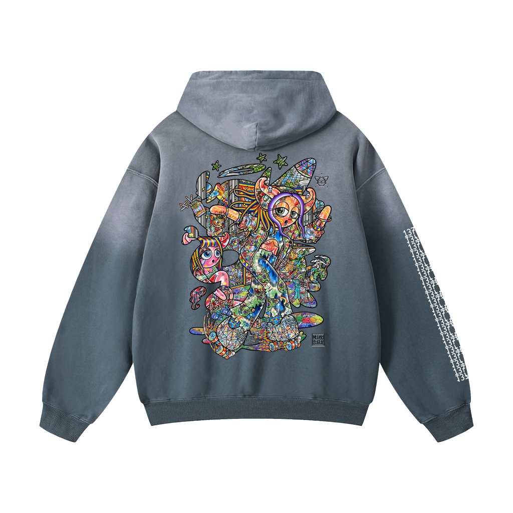 Rolling Into Newfound Grace - Heavyweight Sunfade Oversized Hoodie